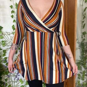 Striped 3/4 sleeve mini dress